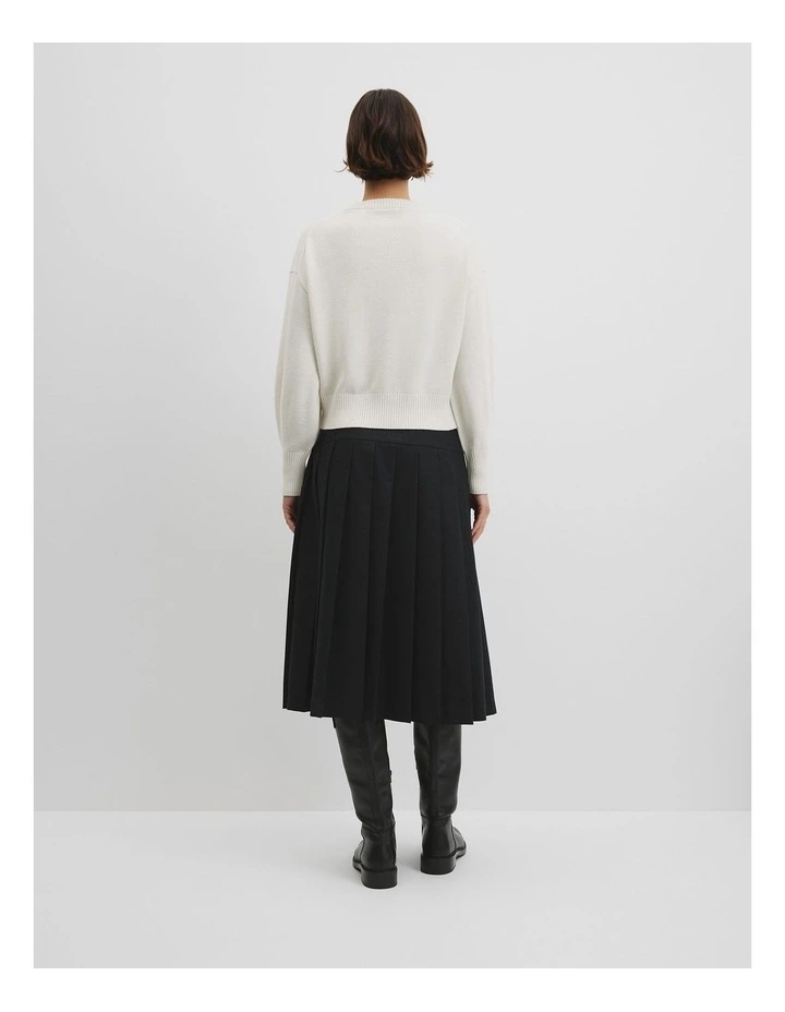 Organically Grown Cotton Blend Crop Crew Neck Knit in Snow Marle image 4