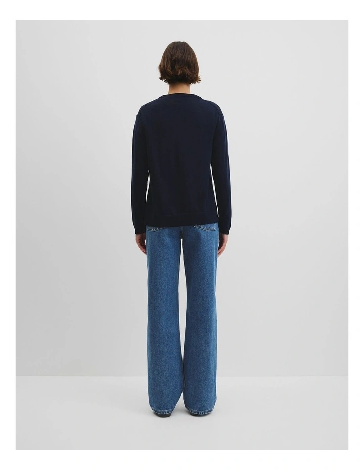 Lightweight Merino Wool V-neck Knit in Twilight image 4