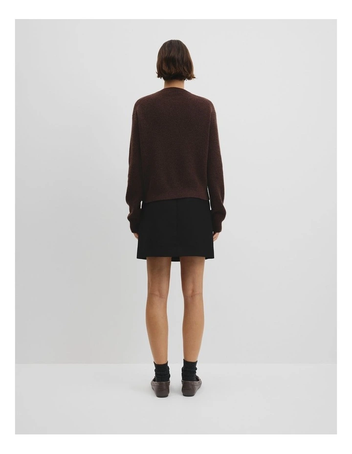 Australian Cotton Wool Blend Zip Through Knit Cardigan in Chocolate image 4