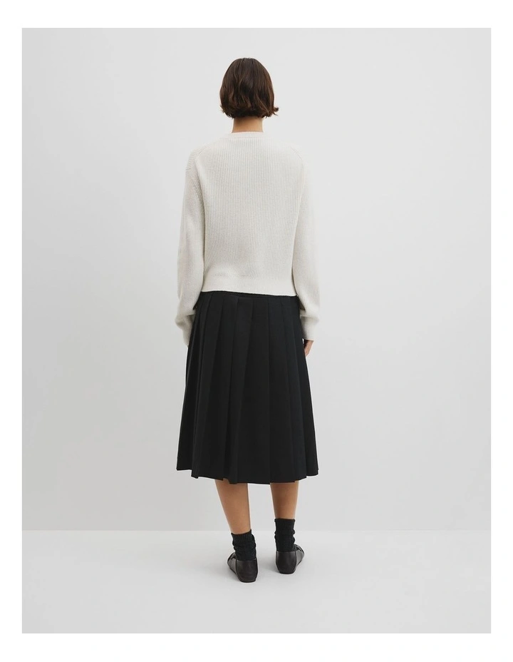 Australian Cotton Wool Blend Zip Through Knit Cardigan in Snow Marle image 4
