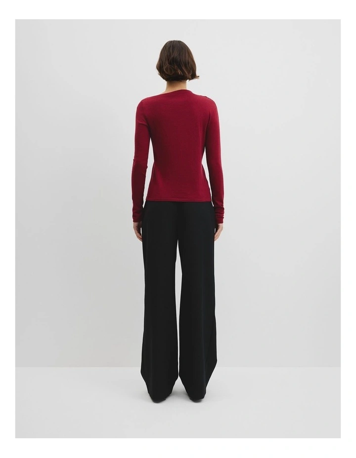 Merino Wool Blend Drape Neck Knit in Amber Rouge image 4
