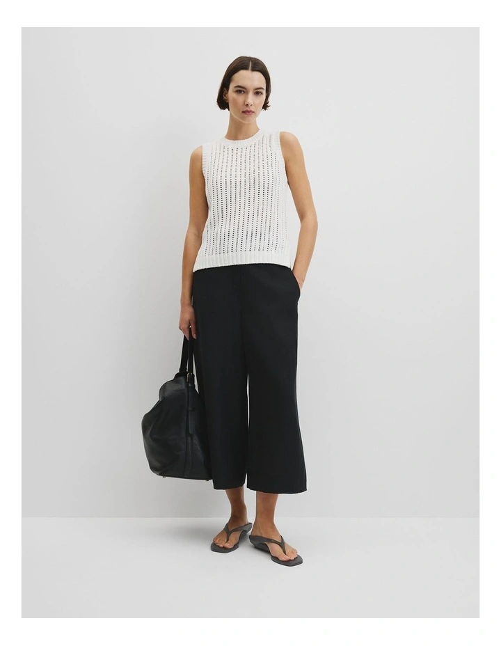 Australian Good Earth Cotton Pointelle Knit Tank in Antique White image 3