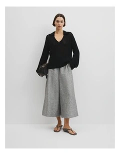 Australian Good Earth Cotton Long Sleeve Tape Knit in Black