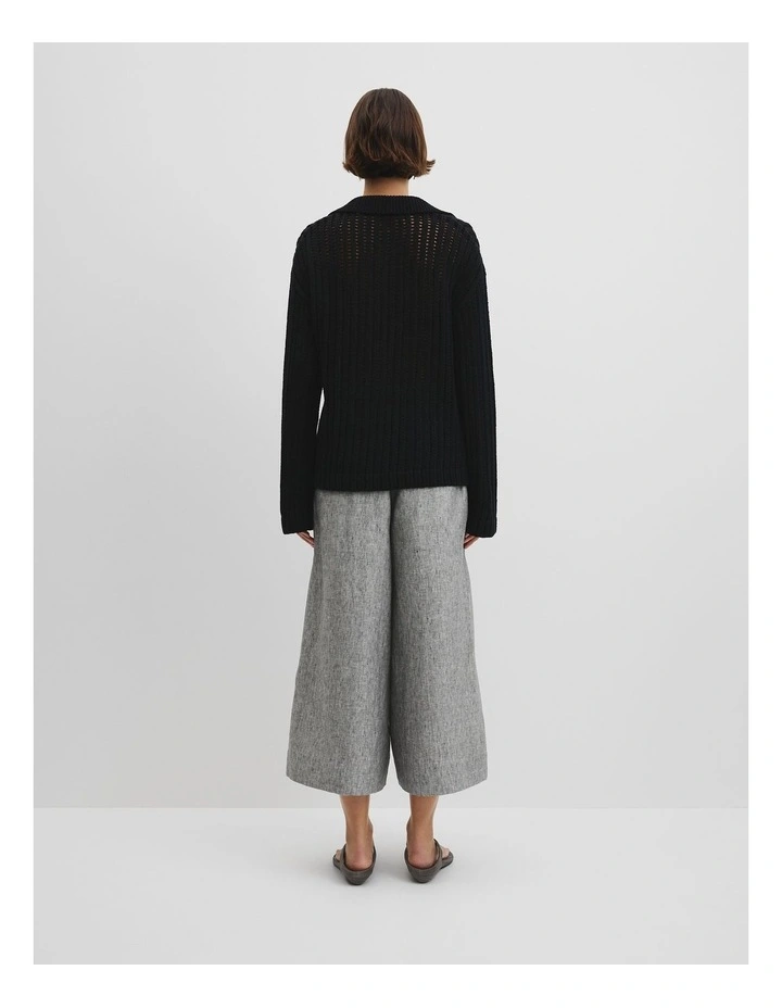 Australian Good Earth Cotton Long Sleeve Tape Knit in Black image 4