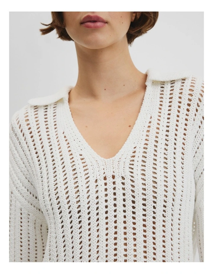 Australian Good Earth Cotton Long Sleeve Tape Knit in Antique White image 2