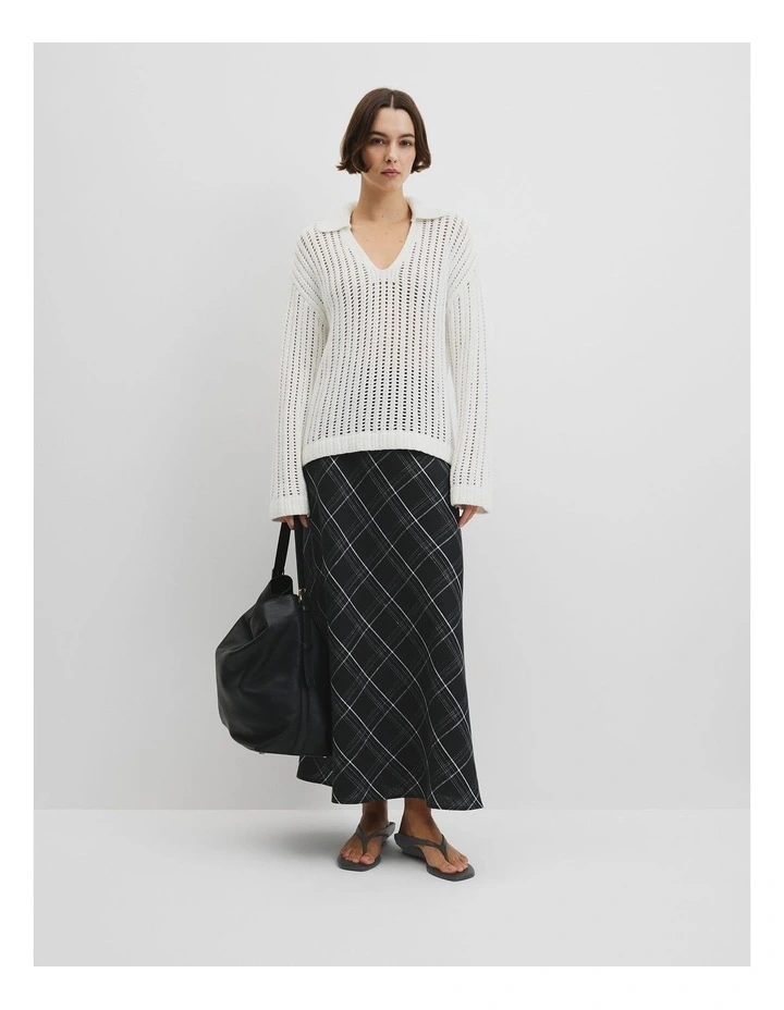 Australian Good Earth Cotton Long Sleeve Tape Knit in Antique White image 3