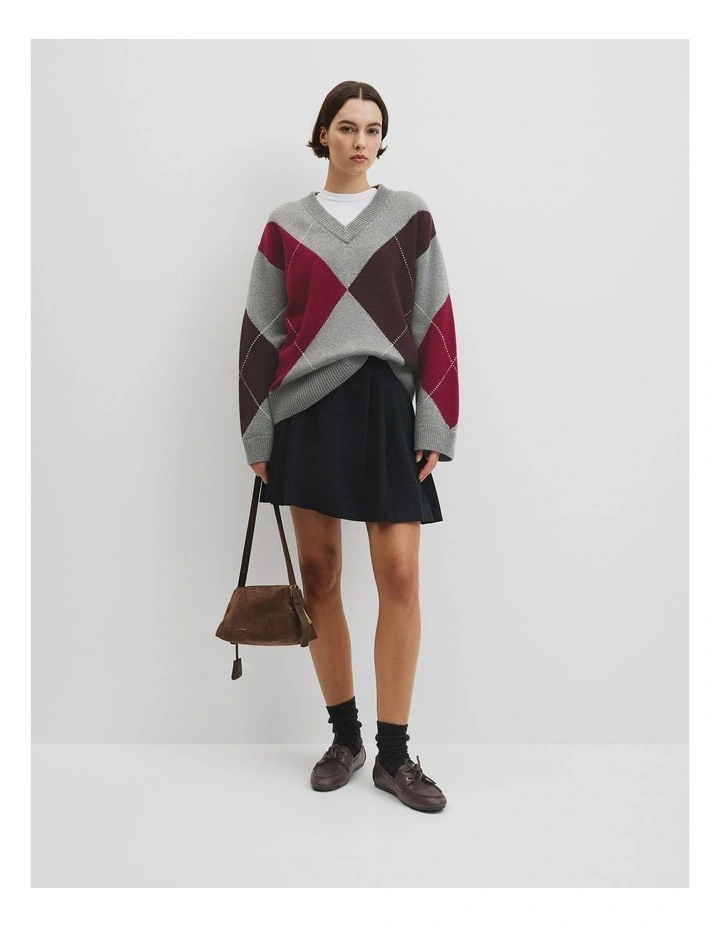 Extrafine Merino Argyle Knit in Multi Sand image 3
