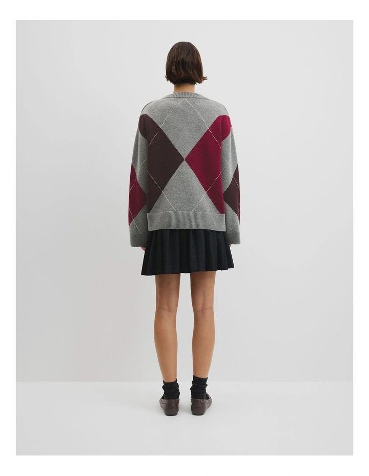 Extrafine Merino Argyle Knit in Multi Sand image 4