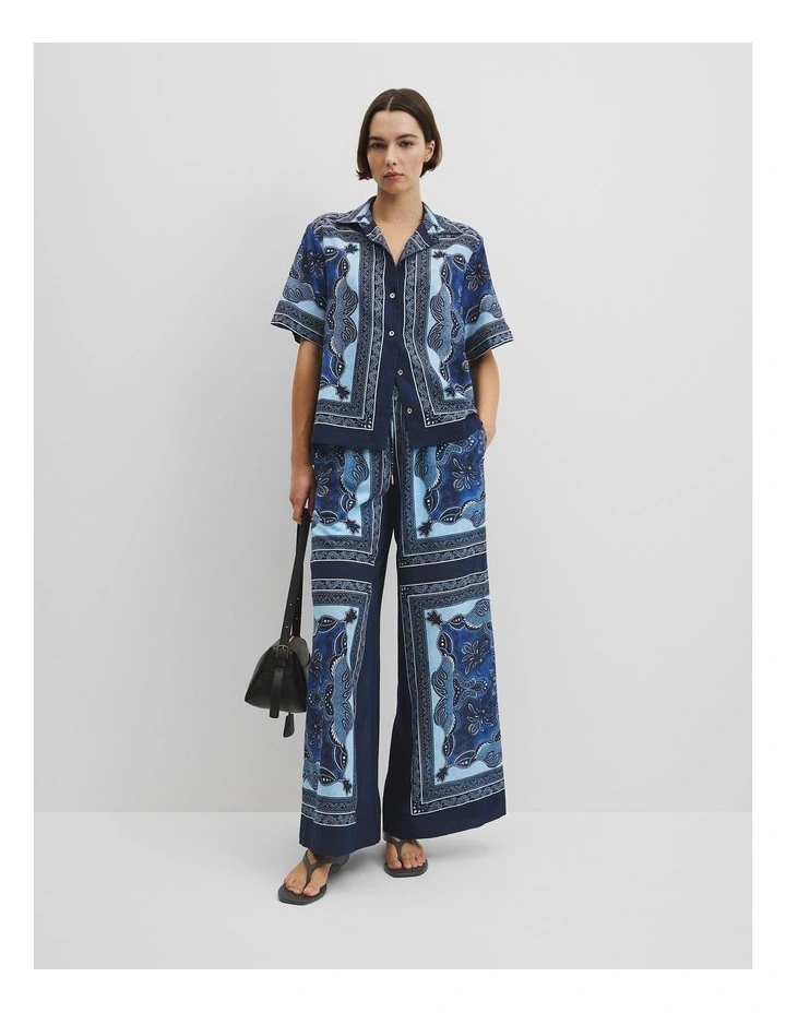 Scarf Print Pull-on Pant in Navy Scarf Print image 1