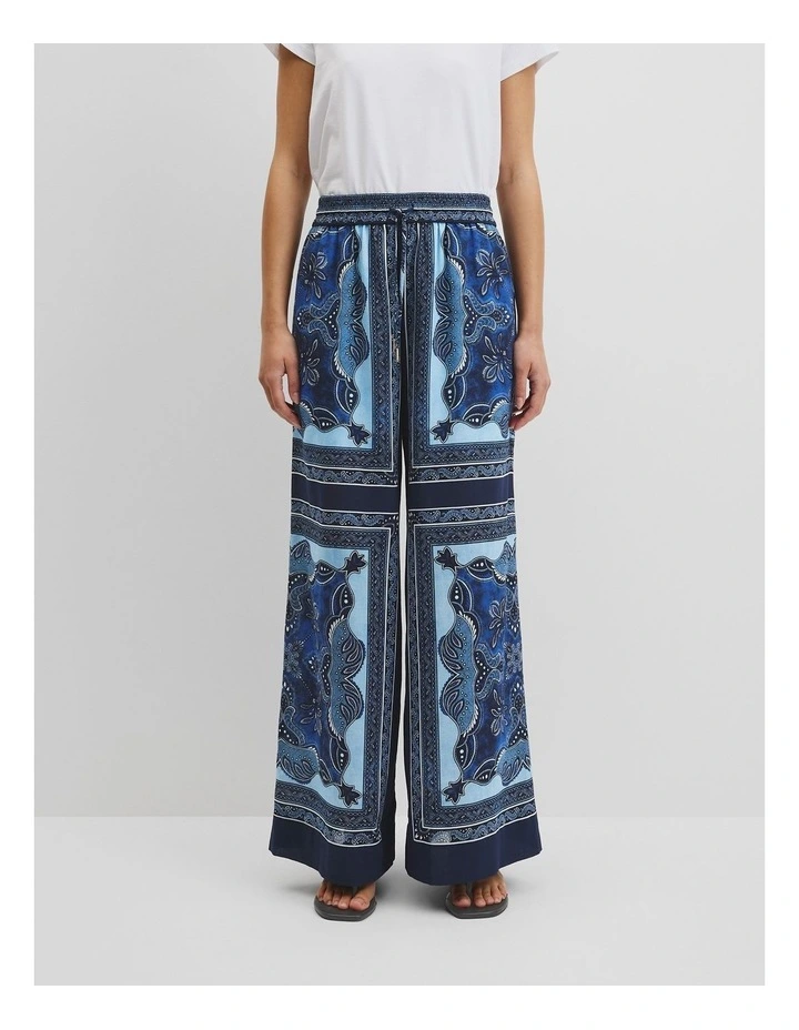 Scarf Print Pull-on Pant in Navy Scarf Print image 2