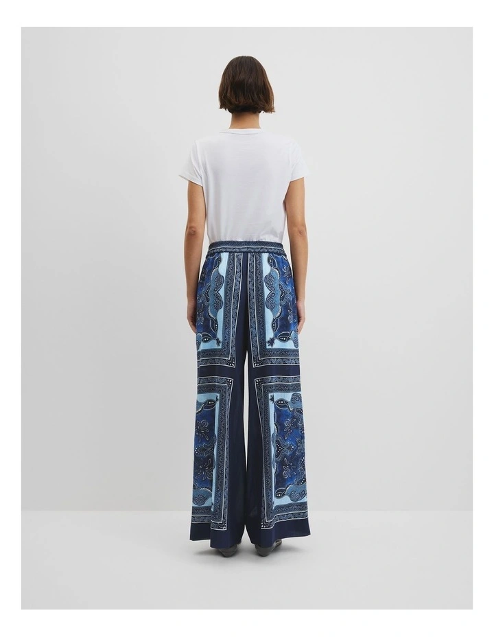 Scarf Print Pull-on Pant in Navy Scarf Print image 4