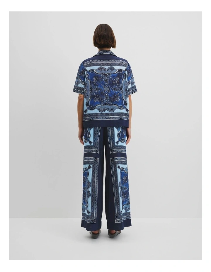 Scarf Print Short Sleeve Shirt in Navy Scarf Print image 4
