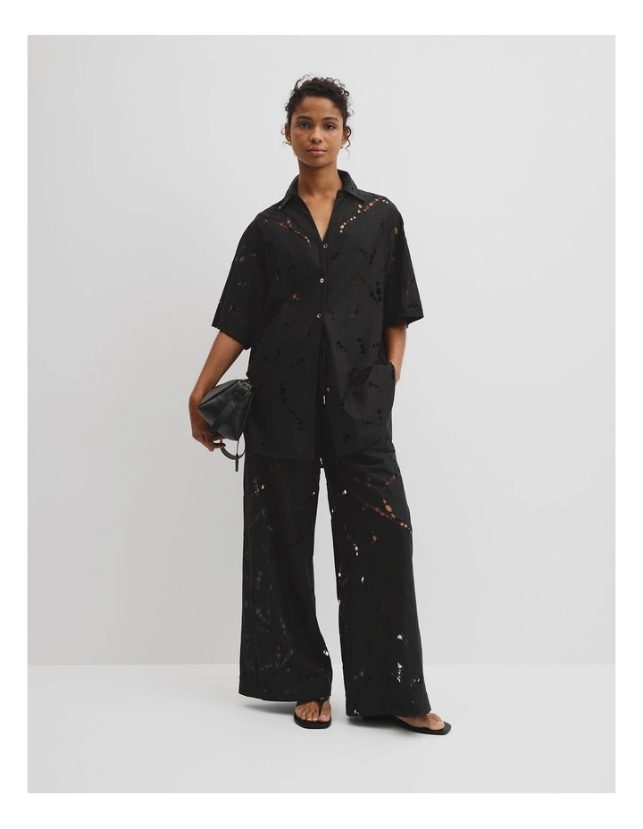 Lace Longline Shirt in Black image 2