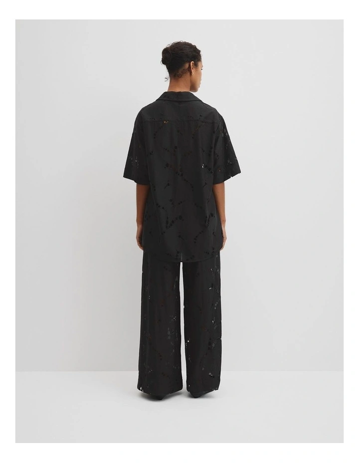 Lace Longline Shirt in Black image 4