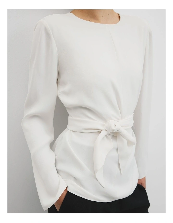 Twist Long Sleeve Blouse in Cream image 3