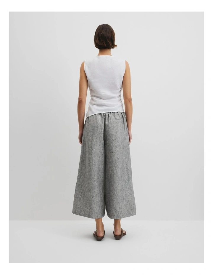 Ruched Linen Tank in White image 4