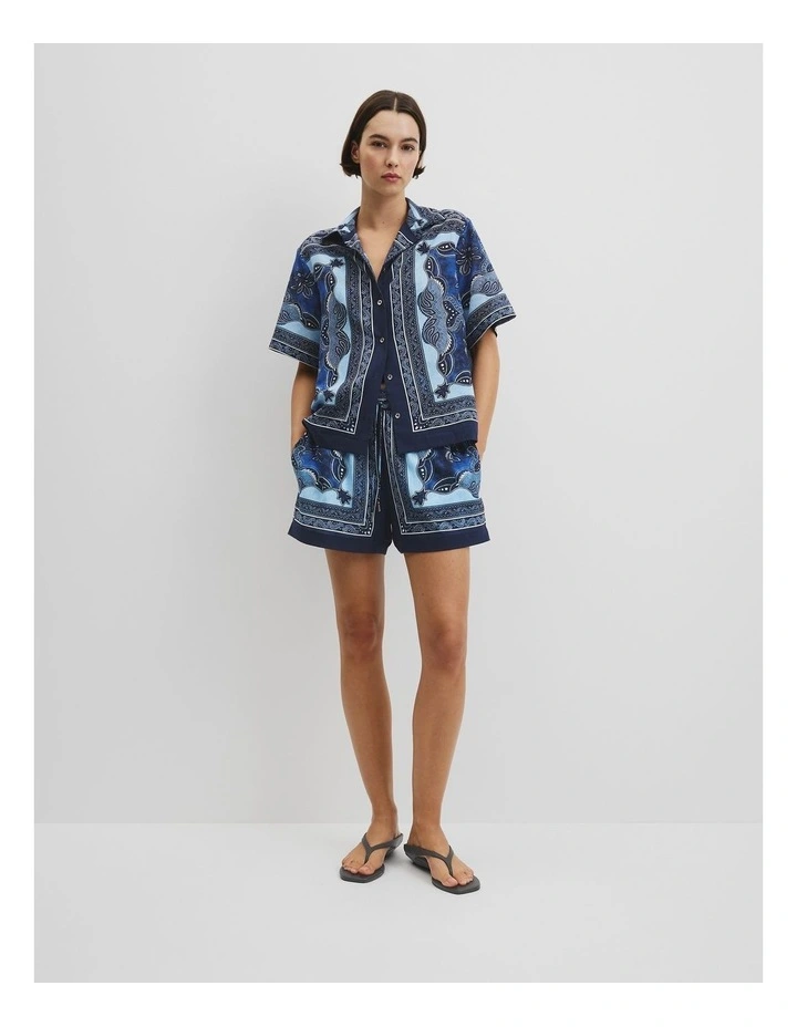 Scarf Print Short in Navy Scarf Print image 1