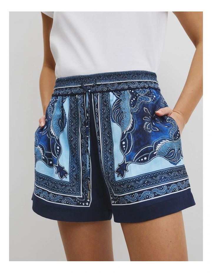 Scarf Print Short in Navy Scarf Print image 3