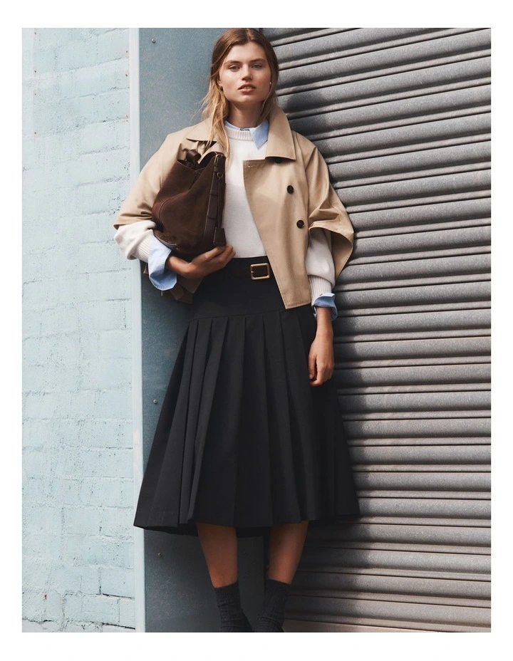 Pleated Skirt in Dark Charcoal image 2