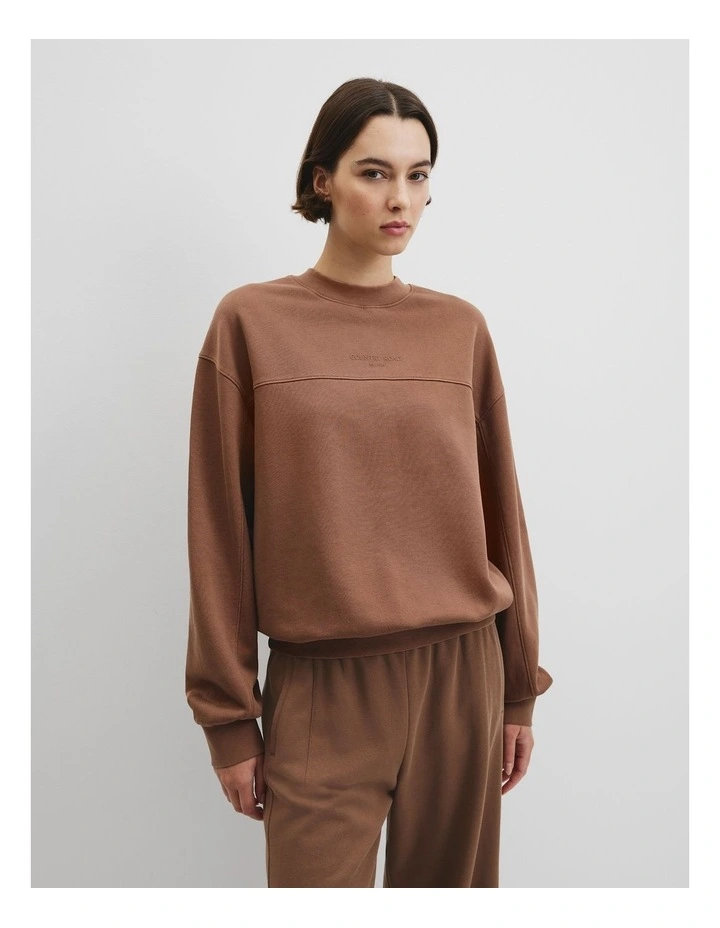 High Neck Sweat in Dark Camel image 1