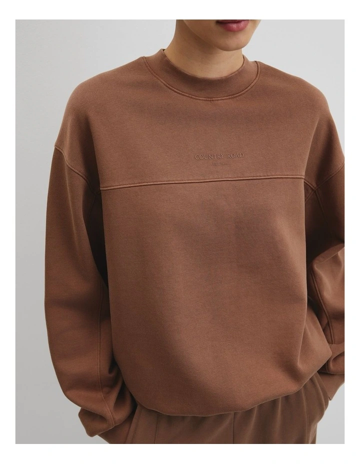 High Neck Sweat in Dark Camel image 2