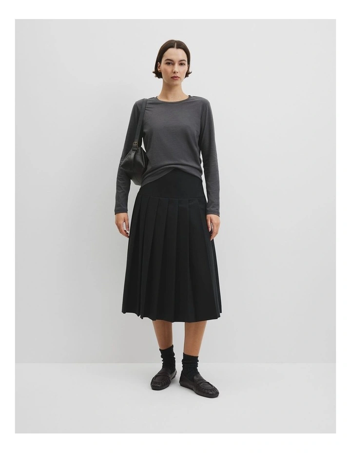 Australian Good Earth Cotton Textured Slub T-shirt in Dark Charcoal image 3