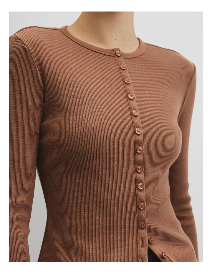 Long Sleeve Button Through Top in Desert Sand image 2