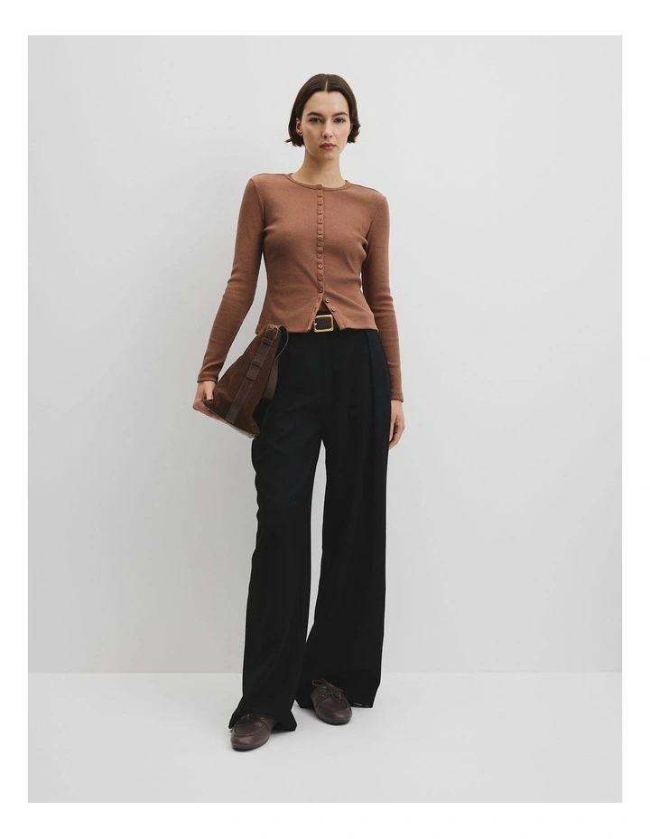 Long Sleeve Button Through Top in Desert Sand image 3