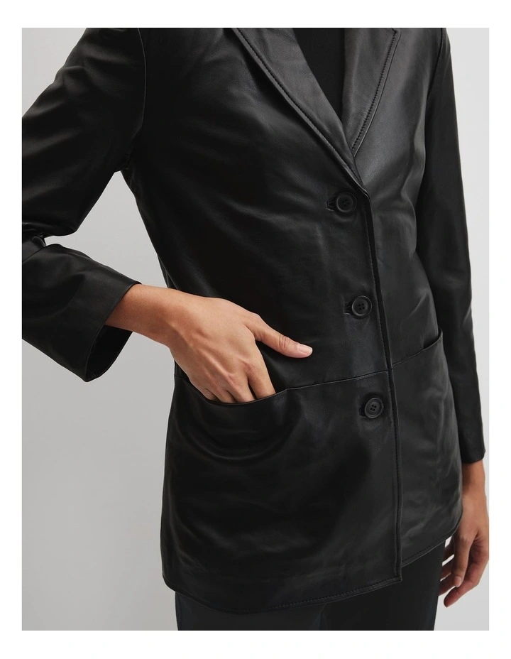 Leather Jacket in Black image 4