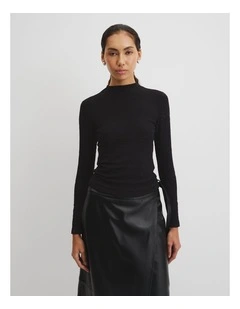 Animal Jacquard Knit Top in Black