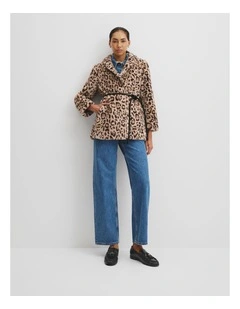 Animal Faux Fur Coat in Soft Cheetah Print