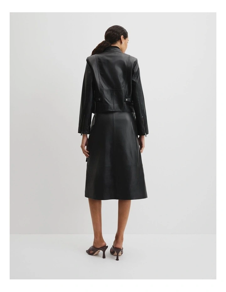 Leather Biker Jacket in Black image 6