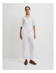 Organically Grown Linen Tapered Jogger in White