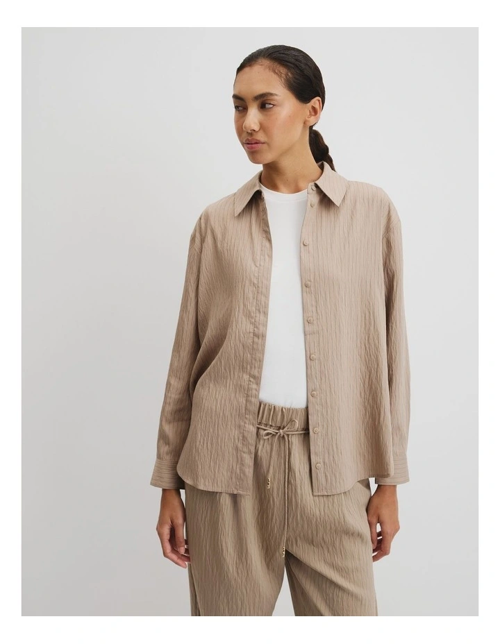 Pinstripe Shirt in Camel Stripe image 3