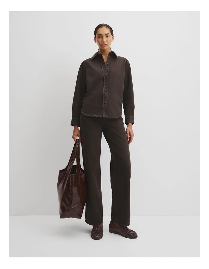 Relaxed Denim Shirt in Cocoa Bean image 1