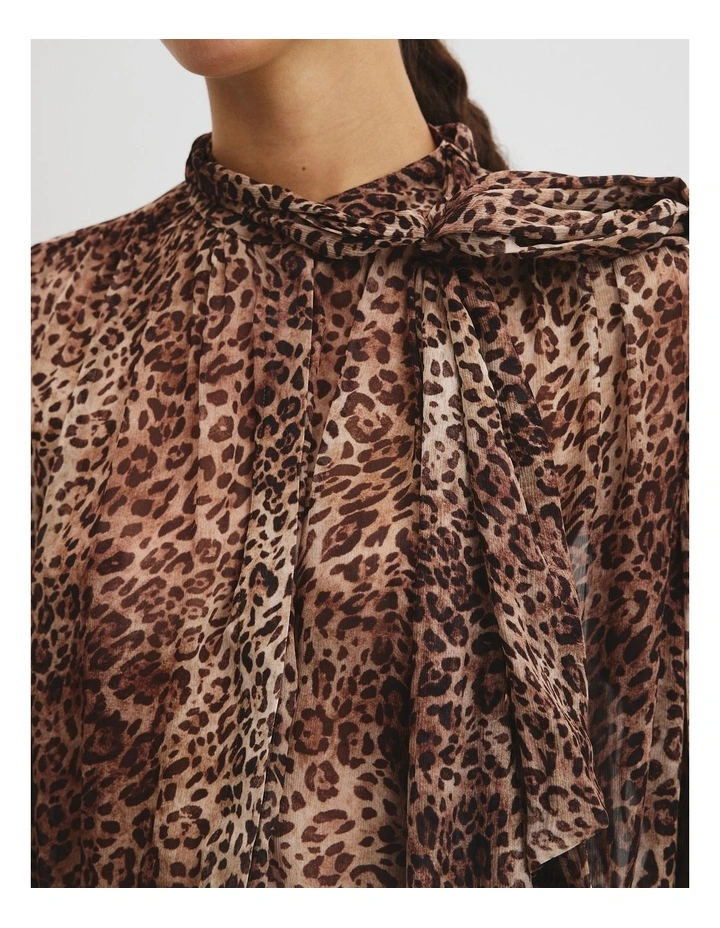 Print Pussybow Blouse in Cheetah Print image 3