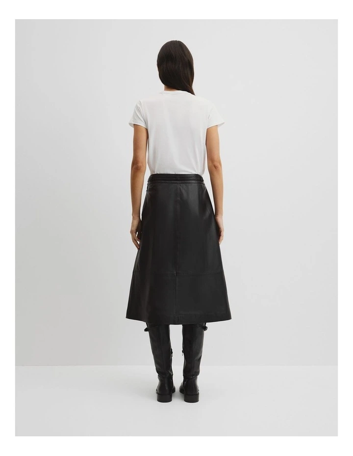 Leather Wrap Skirt in Black image 4