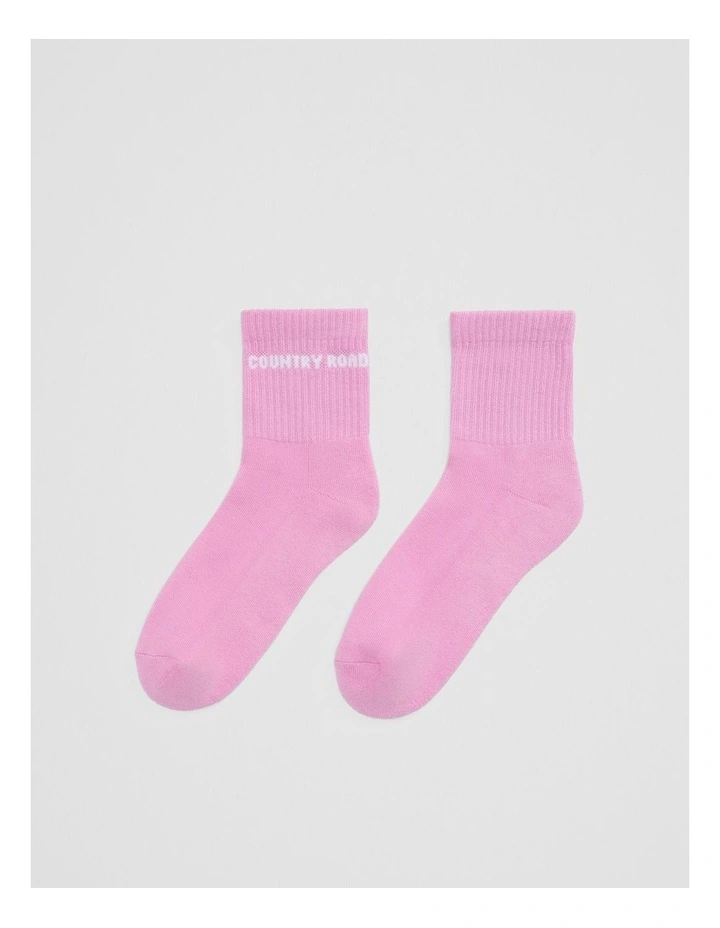 Australian Cotton Blend Cr Sport Quarter Crew Sock in Orchid Pink image 1