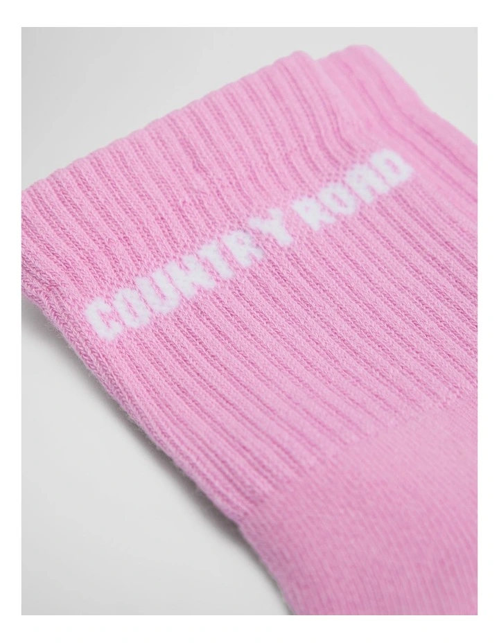 Australian Cotton Blend Cr Sport Quarter Crew Sock in Orchid Pink image 2