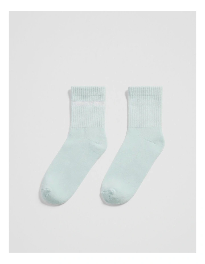 Australian Cotton Blend Cr Sport Quarter Crew Sock in Light Turquoise image 1