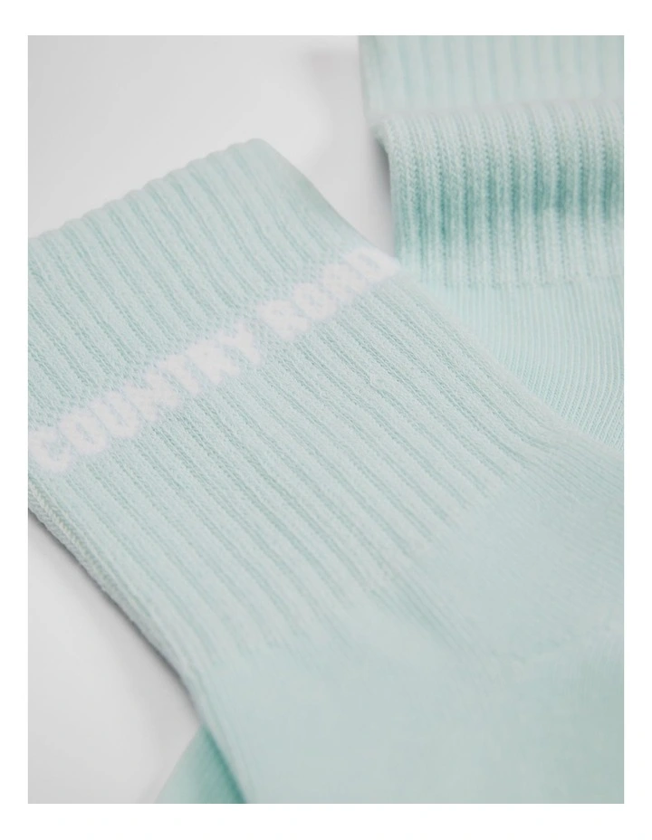 Australian Cotton Blend Cr Sport Quarter Crew Sock in Light Turquoise image 2
