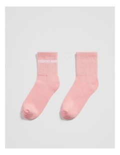 Australian Cotton Blend Cr Sport Quarter Crew Sock in Strawberry