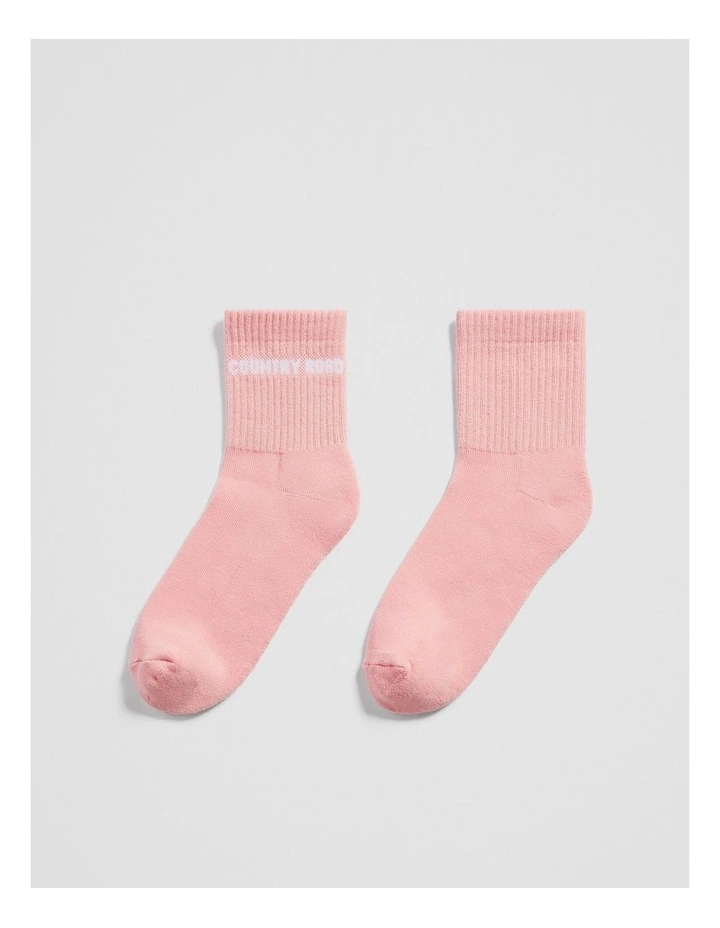 Australian Cotton Blend Cr Sport Quarter Crew Sock in Strawberry image 1