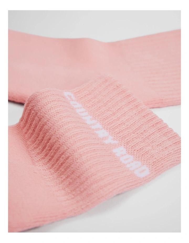Australian Cotton Blend Cr Sport Quarter Crew Sock in Strawberry image 2