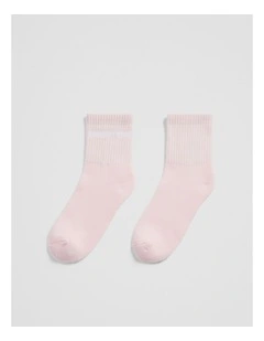 Australian Cotton Blend Cr Sport Quarter Crew Sock in Blossom Pink