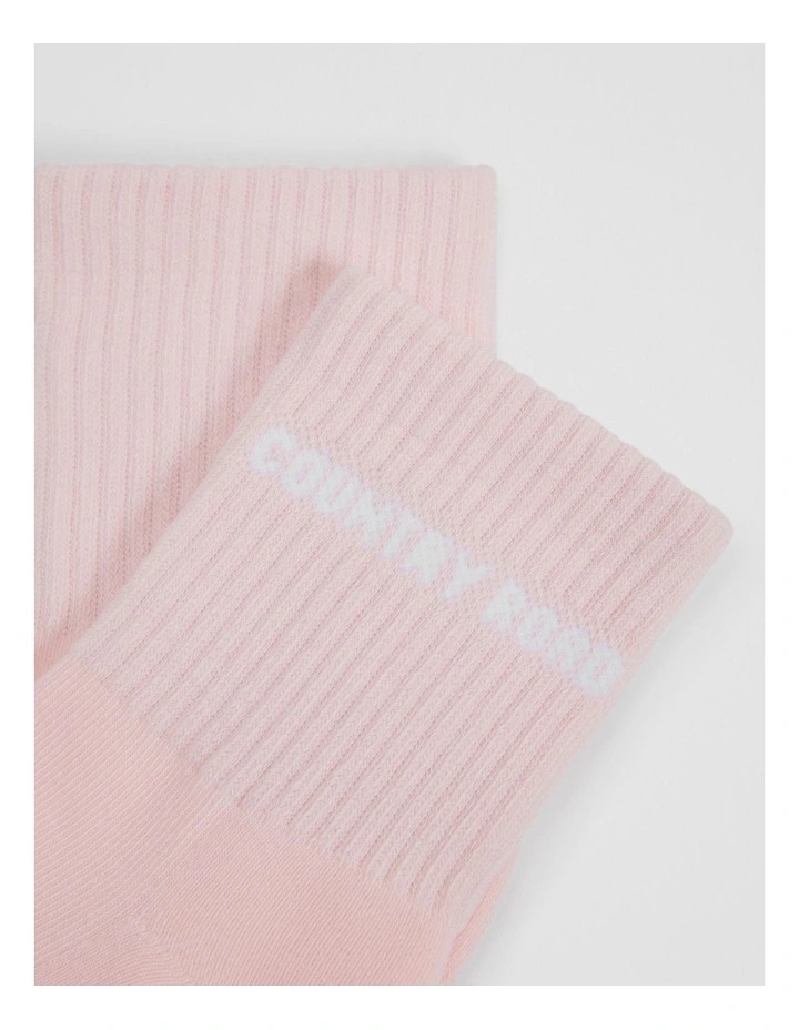 Australian Cotton Blend Cr Sport Quarter Crew Sock in Blossom Pink image 2