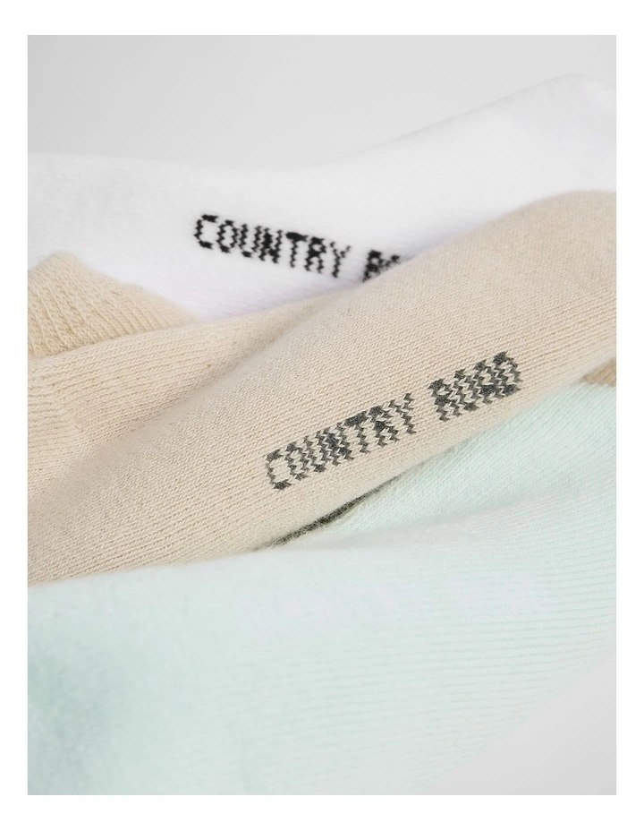 Australian Cotton Blend Cushion Sock Pack Of 3 in Light Turquoise image 2