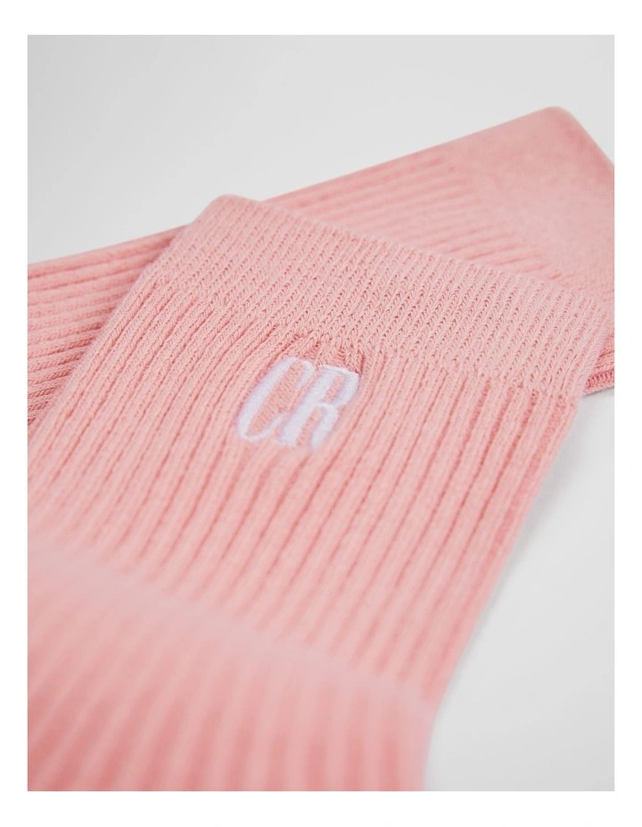 Australian Cotton Blend Cr Ribbed Three Quarter Crew Sock in Strawberry image 2
