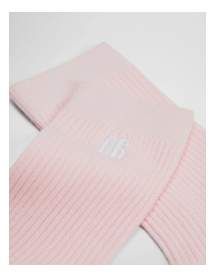 Australian Cotton Blend Cr Ribbed Three Quarter Crew Sock in Blossom Pink image 2