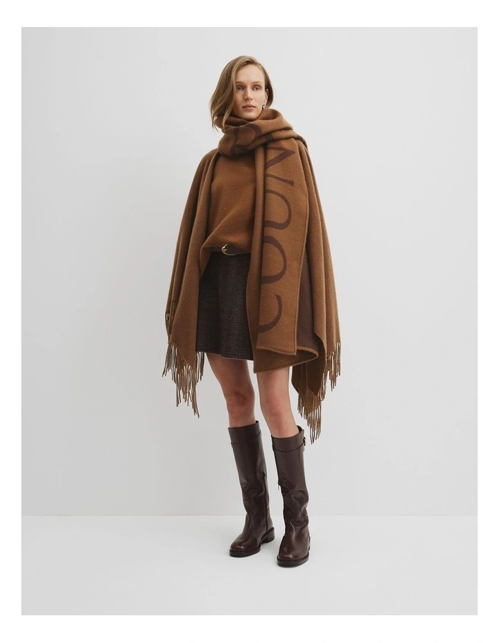 Branded Logo Scarf in Cognac image 2